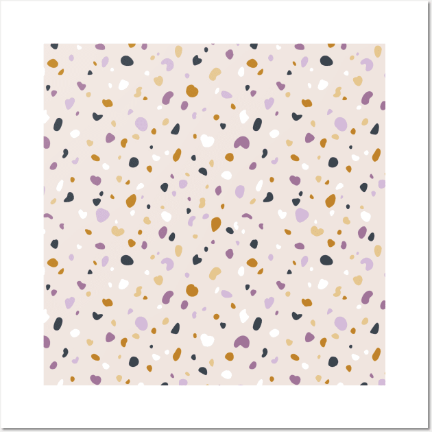 Neutral and purple abstract terrazzo texture Wall Art by Stolenpencil